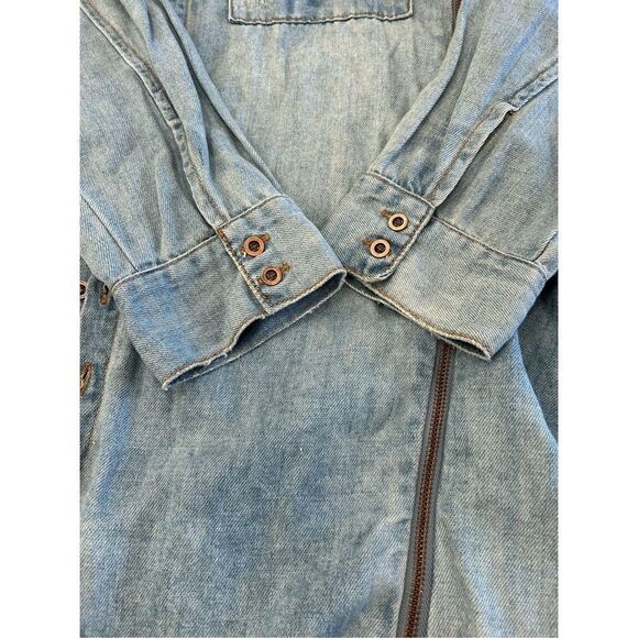 One teaspoon distressed denim chambray blue oversized button up shirt tunic s - Picture 6 of 12